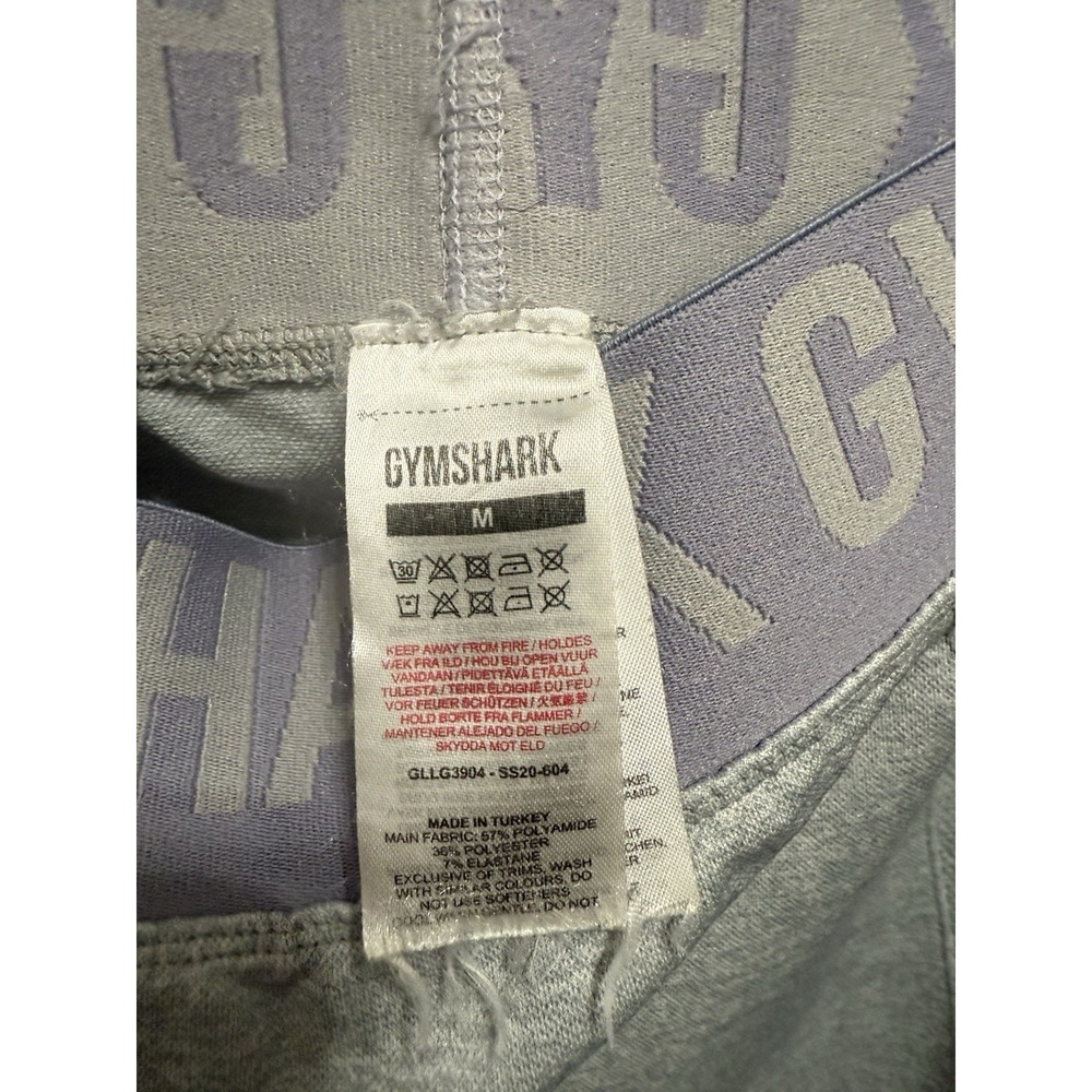 Gymshark Flex Seamless‎ Leggings Grey Purple Size M Gym Yoga Compression Workout - Picture 7 of 13